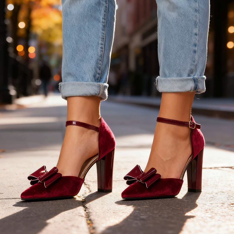 Faux Suede Block Heels Elegant