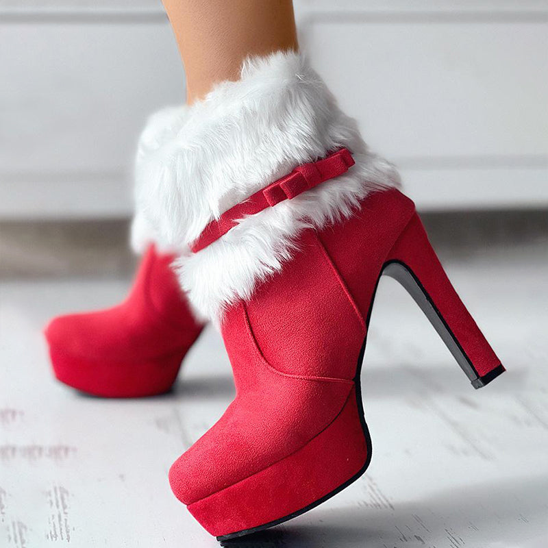 Women's High Heel Boots – Festive Bow Accent