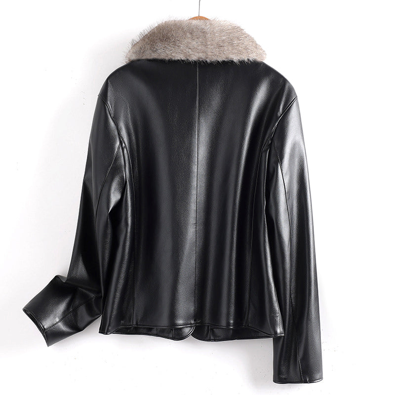 Fur Collared Leather Jacket – Classic Patch Pockets