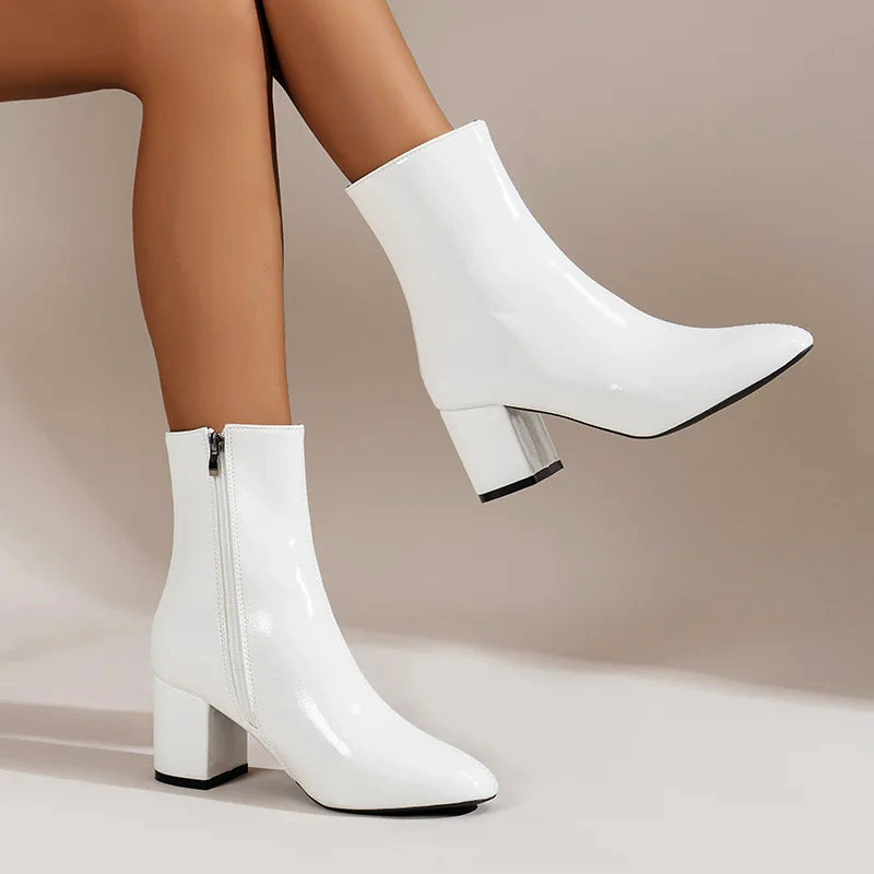 Women's Ankle Boots | PU Leather Block Heel