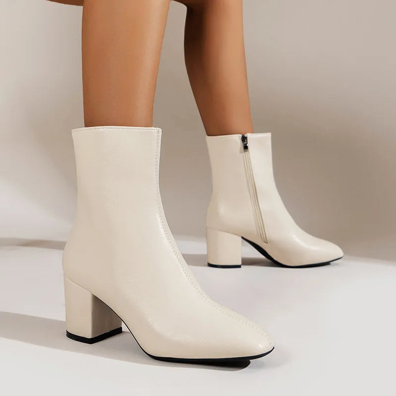 Women's Ankle Boots | PU Leather Block Heel