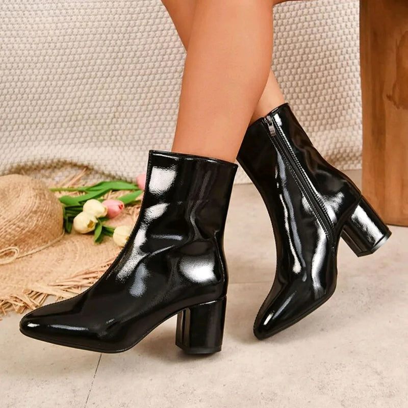 Women's Ankle Boots | PU Leather Block Heel