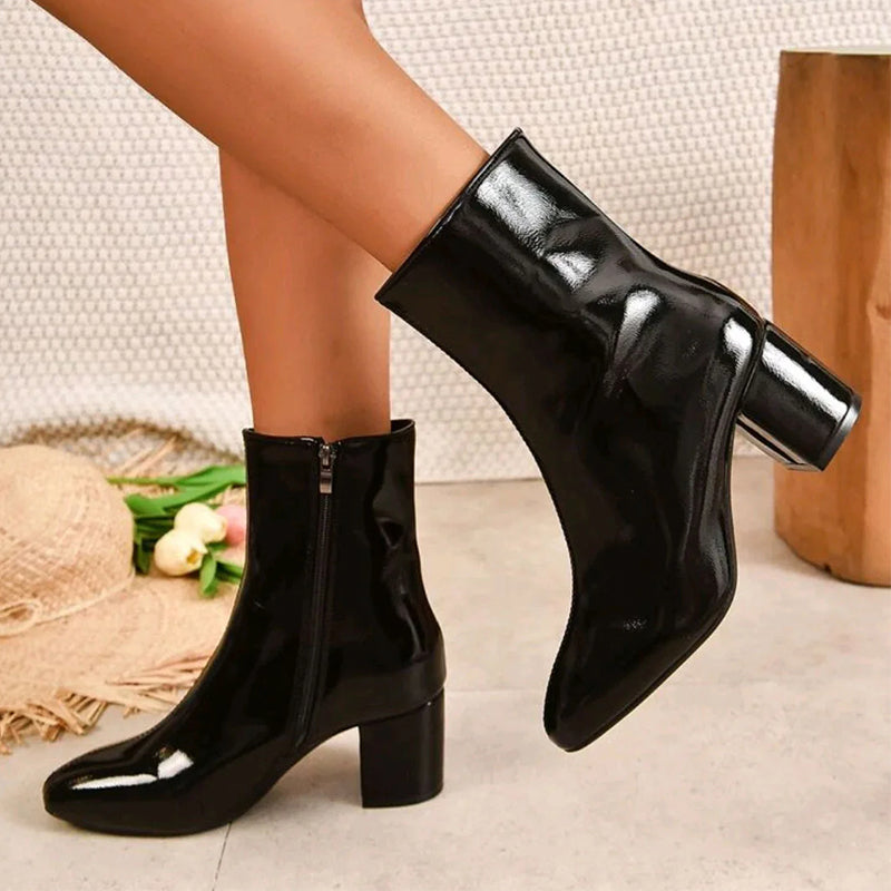 Women's Ankle Boots | PU Leather Block Heel