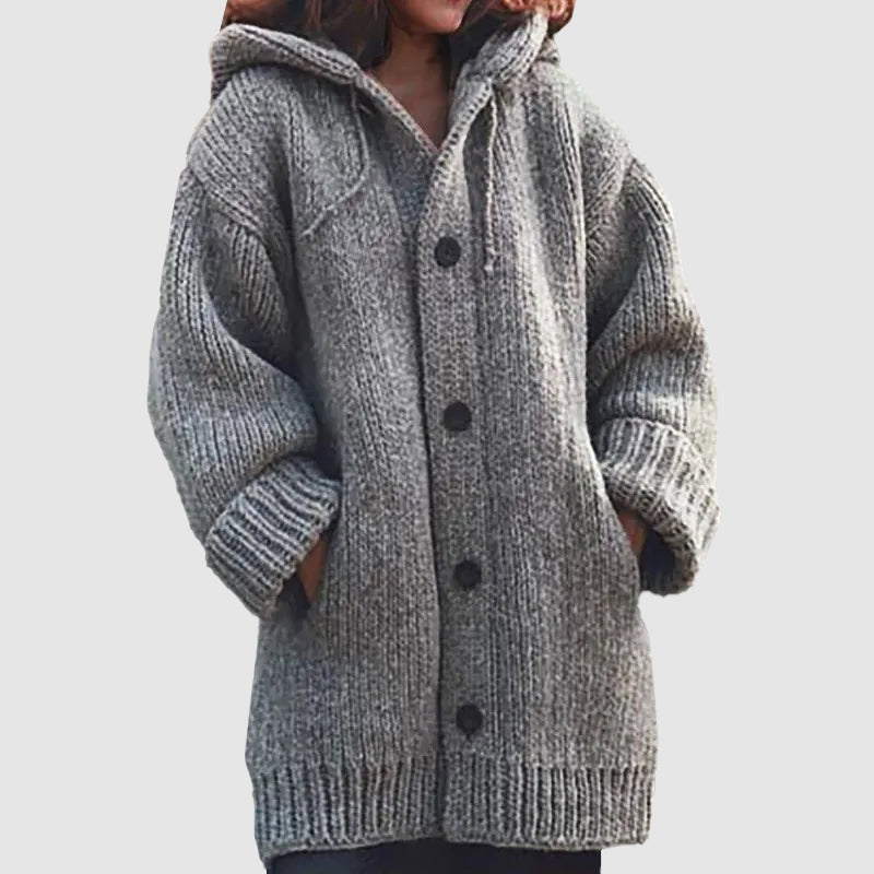 Hooded Chunky Knit Cardigan Oversized