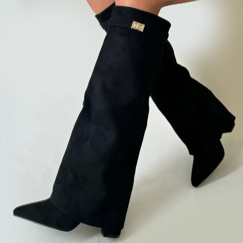 Women Knee-High Boots - Suede Elegance