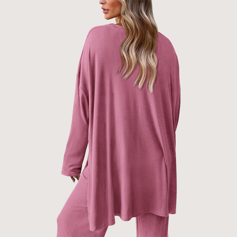 Women's Lounge Set - Comfortable Polyester Spandex Blend