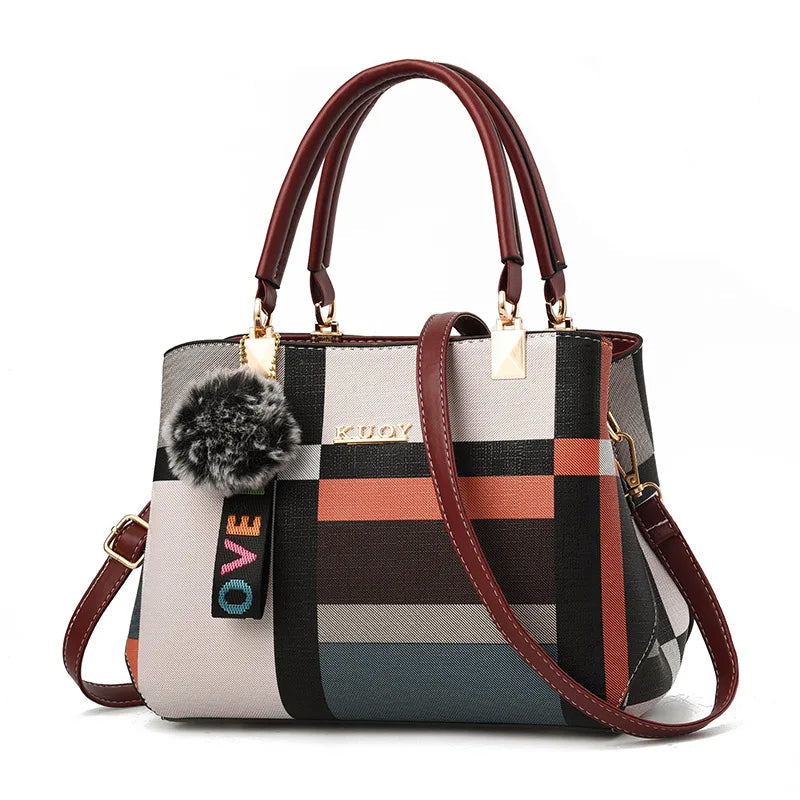 Plaid Shoulder Handbag – Medium Elegant Tote
