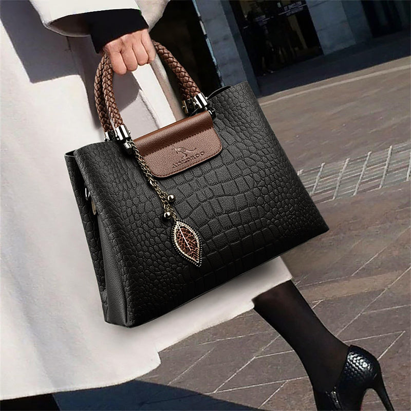 Textured Shoulder Bag | Crocodile Pattern