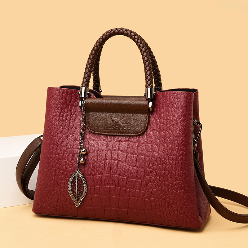 Textured Shoulder Bag | Crocodile Pattern