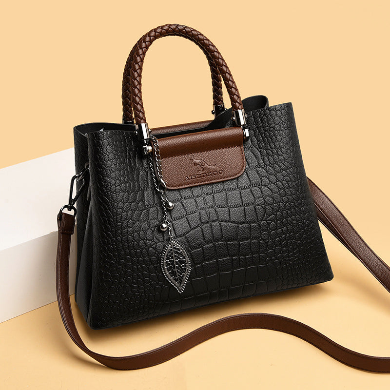 Textured Shoulder Bag | Crocodile Pattern