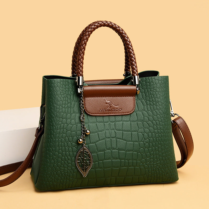 Textured Shoulder Bag | Crocodile Pattern