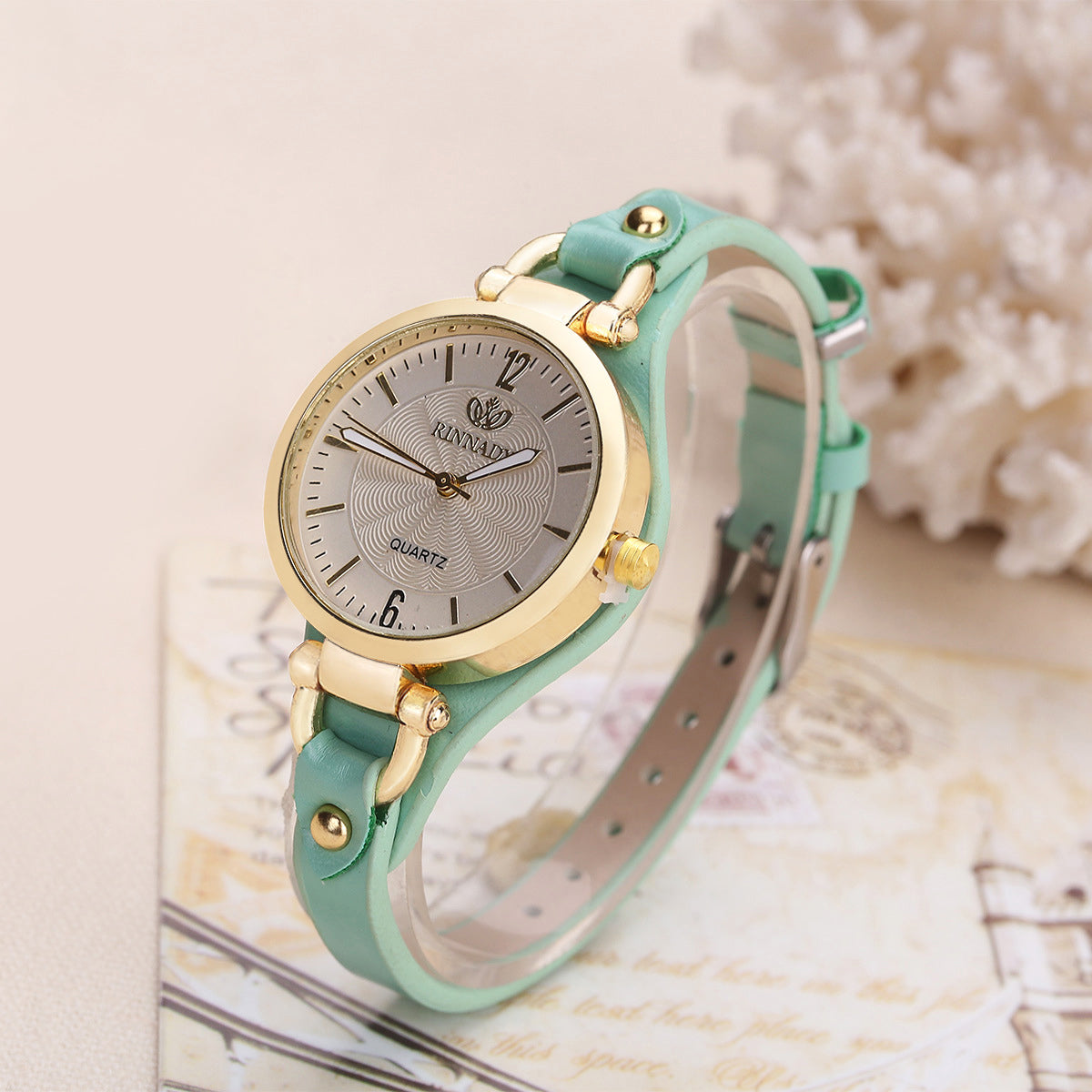 Women's Quartz Wristwatch – Gold-Tone Bezel