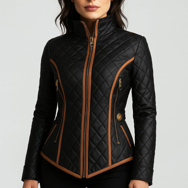 Women's Quilted Jacket With Contrast Trim