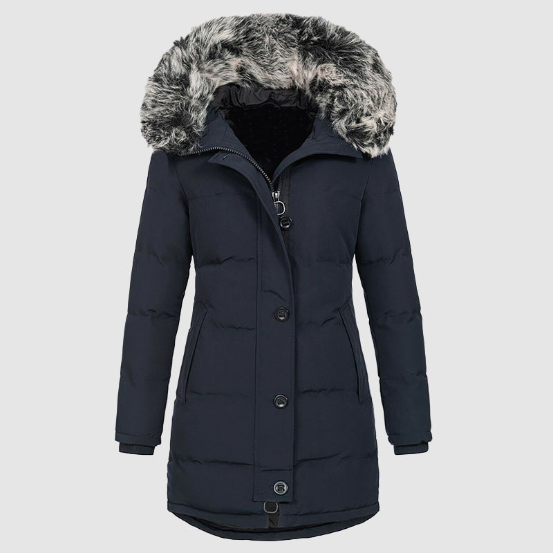 Women's Winter Parka – Slim-Fit Faux-Fur Hood