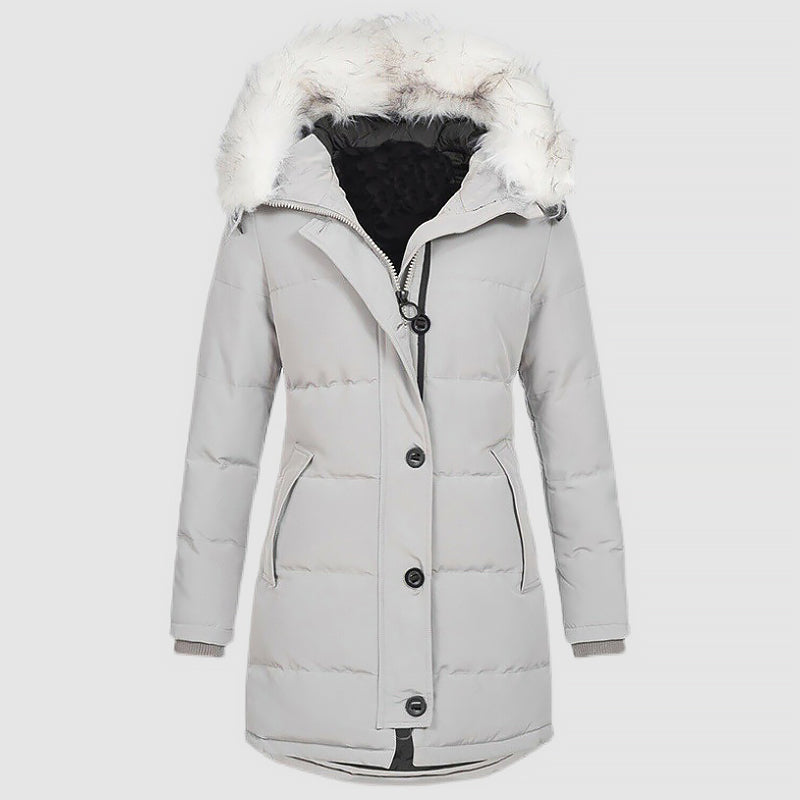 Women's Winter Parka – Slim-Fit Faux-Fur Hood