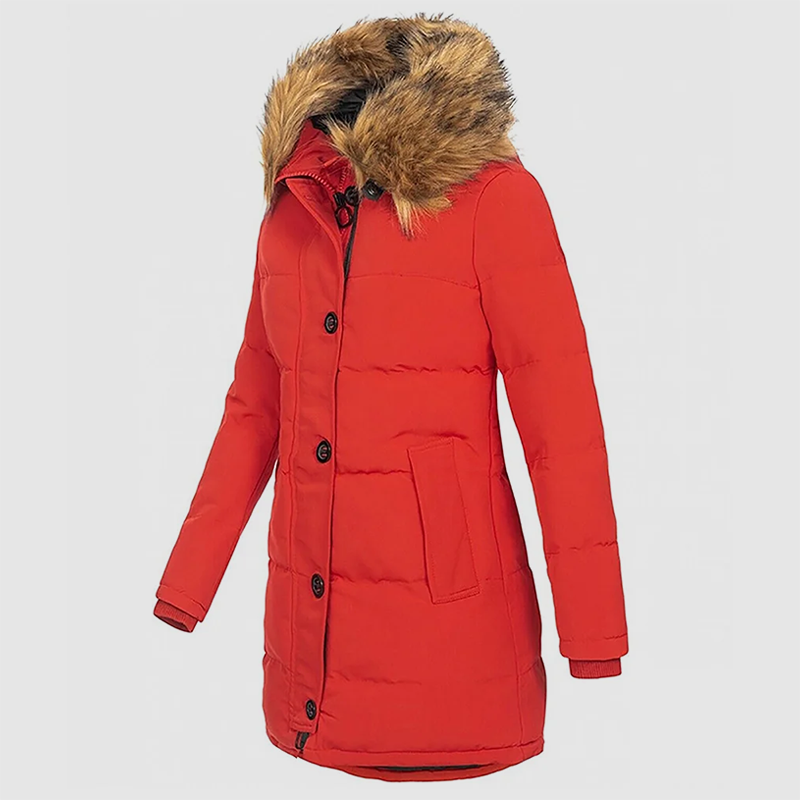 Women's Winter Parka – Slim-Fit Faux-Fur Hood