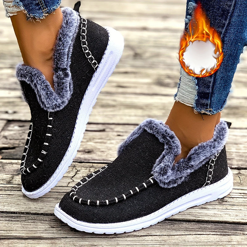 Women's Slip-On Winter Shoes - Cozy Faux Fur