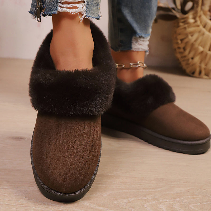 Women's Suede Slip-Ons – Cozy Faux Fur Trim