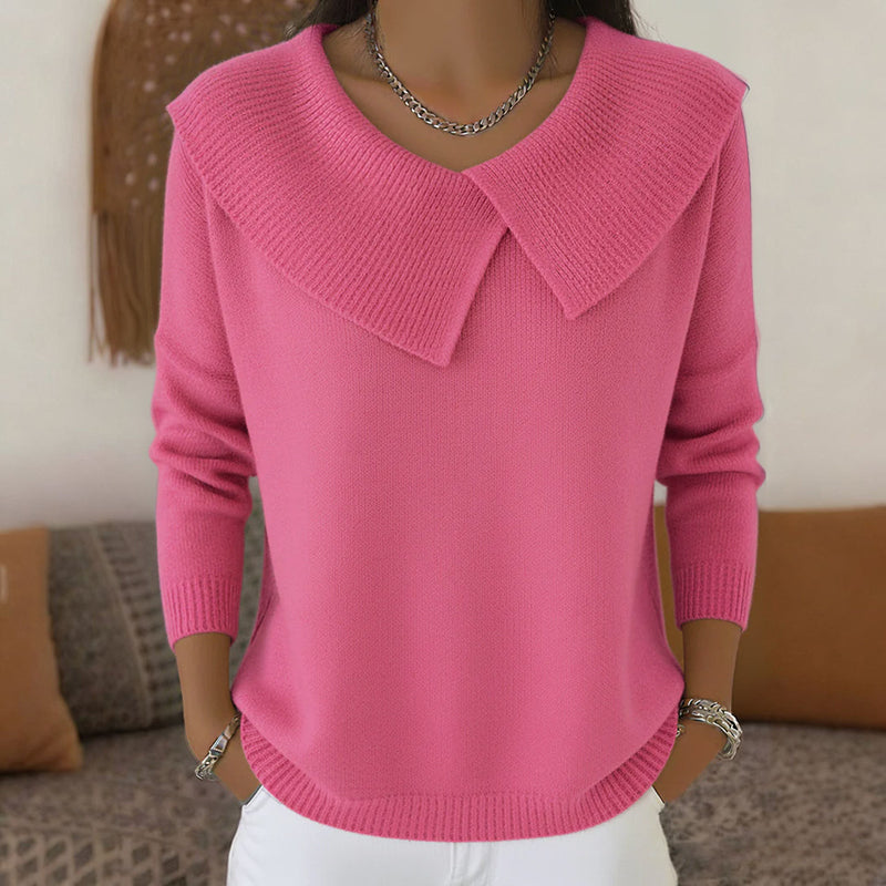 Women's Knit Sweater - Wide Collar