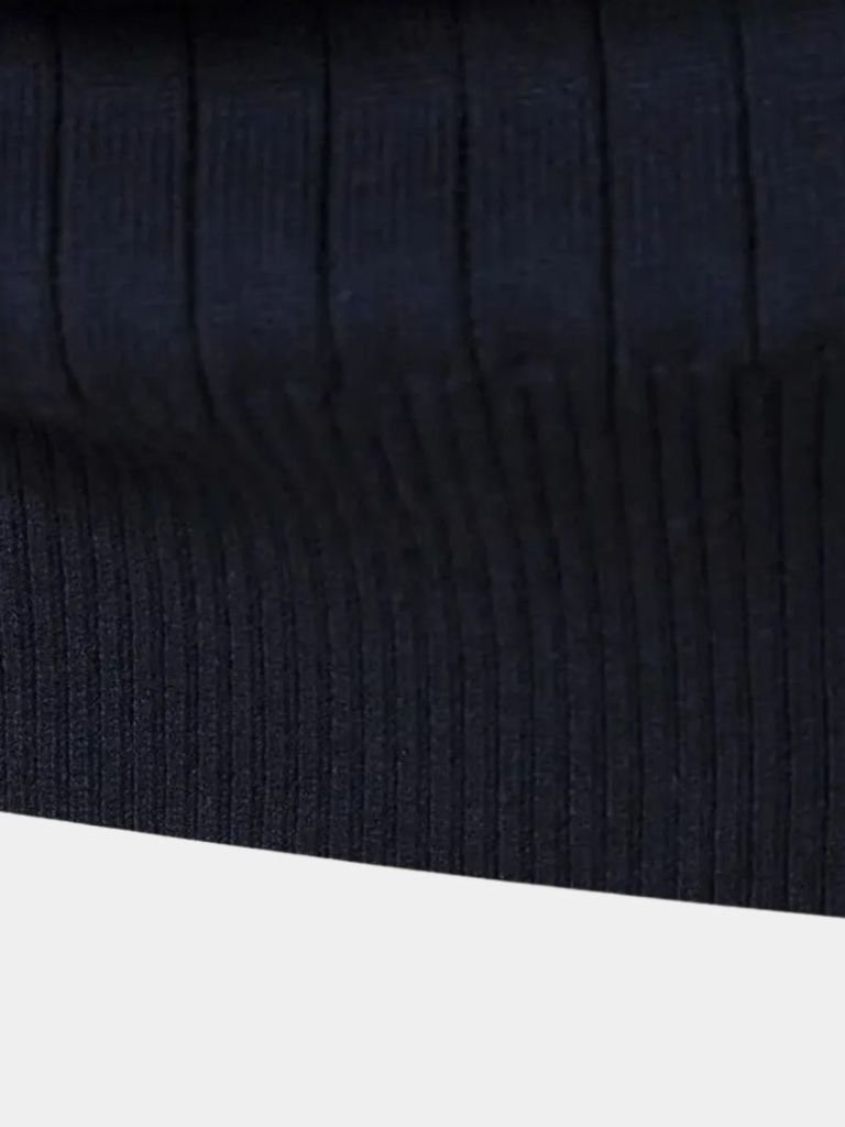 Quarter-Zip Sweater | Cotton Knit Vertical Stripes | Viretti Milano