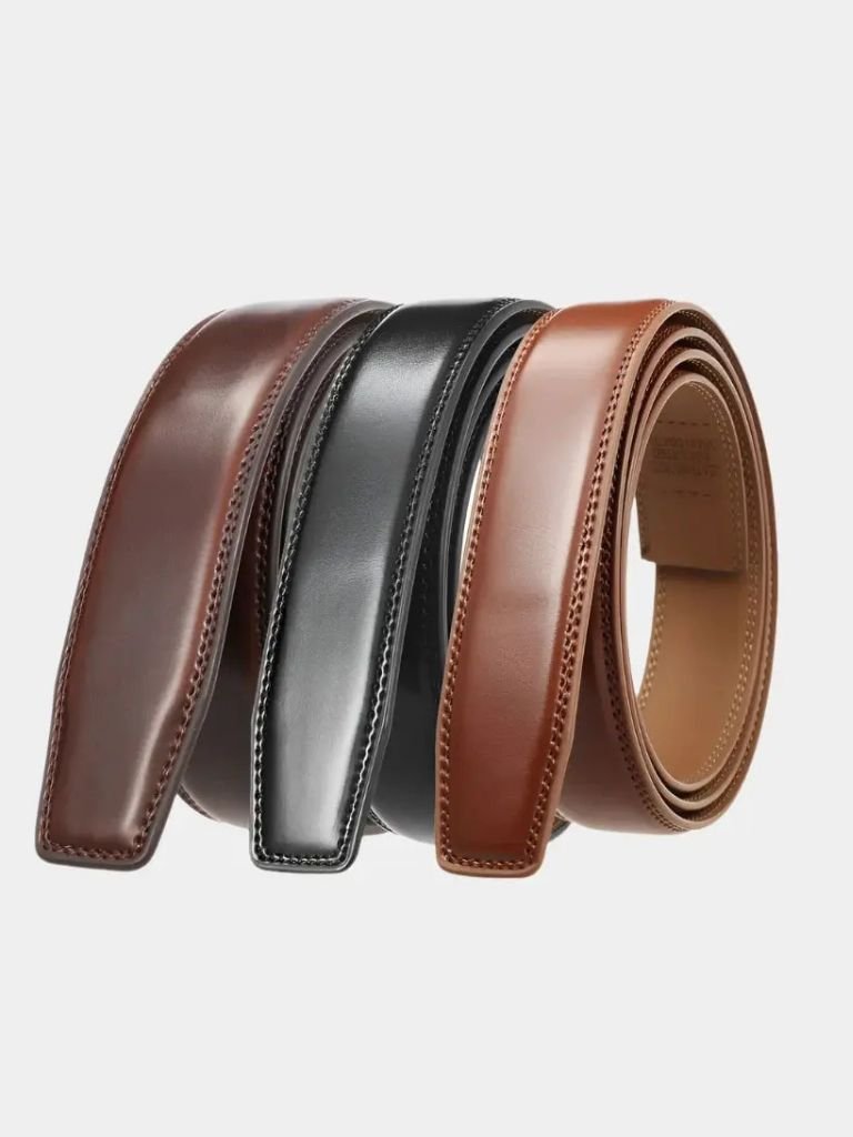 Leather Belt Without Buckle - Elegant Slim Strap