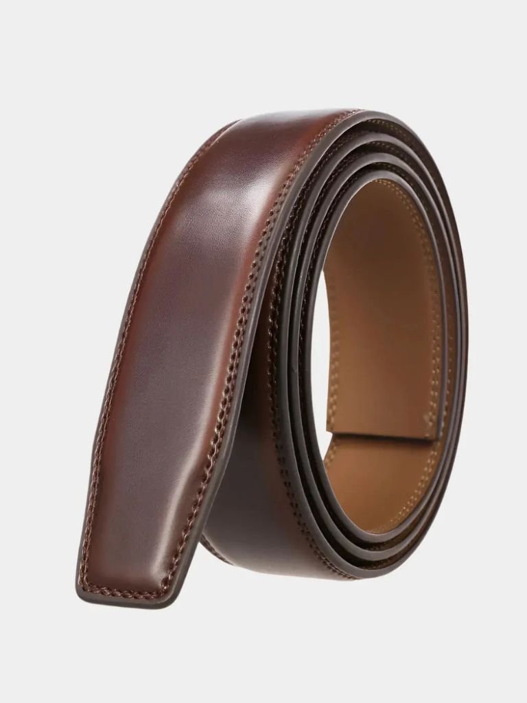 Leather Belt Without Buckle - Elegant Slim Strap