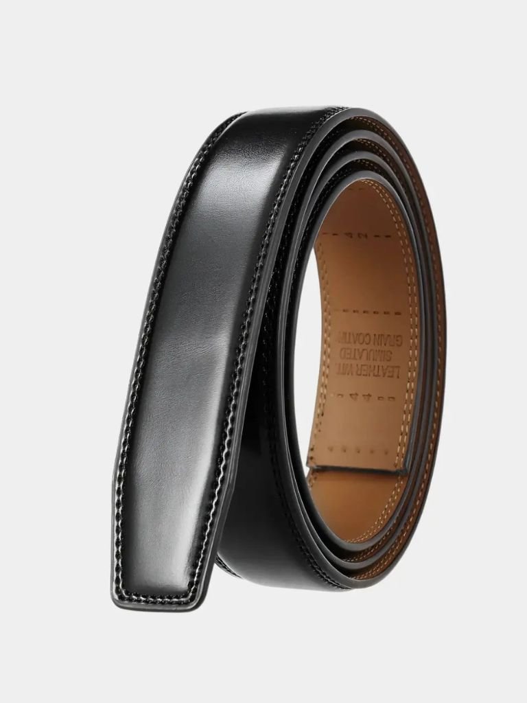 Leather Belt Without Buckle - Elegant Slim Strap