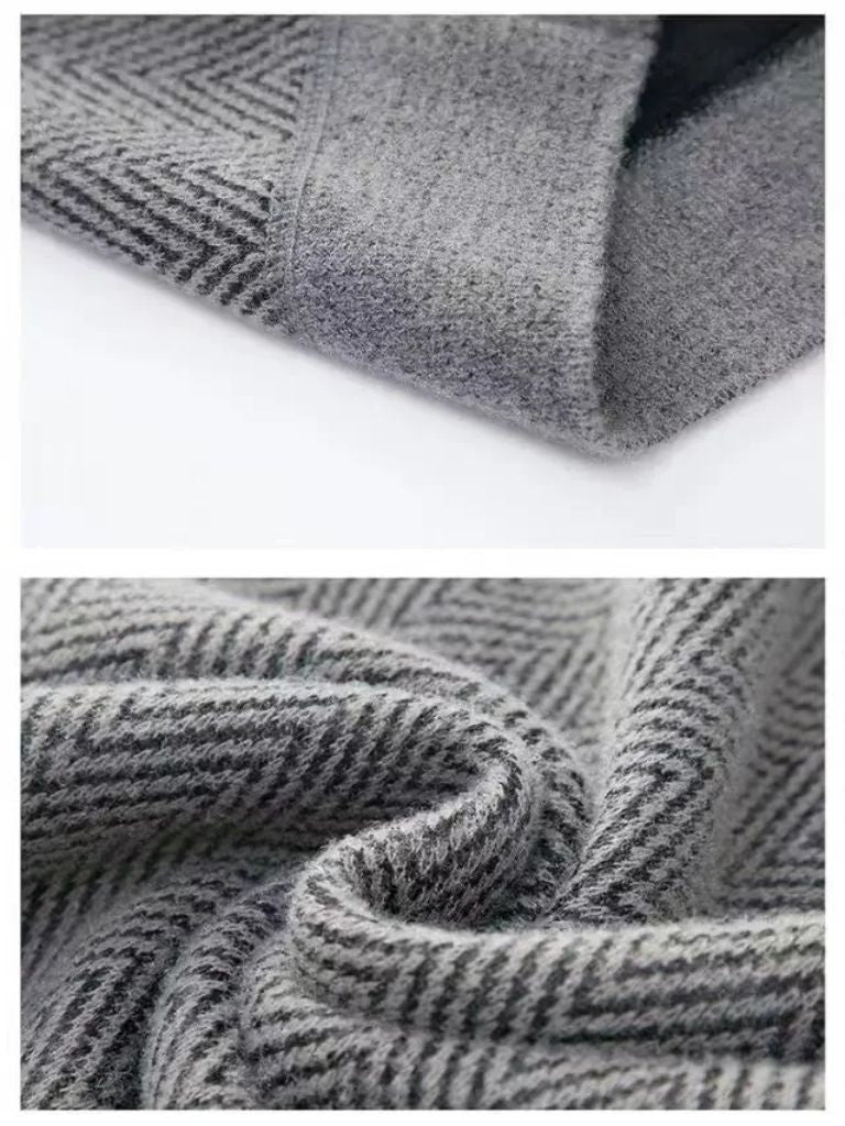 Wool Sweater – Tailored Fit Herringbone Pattern Pullover