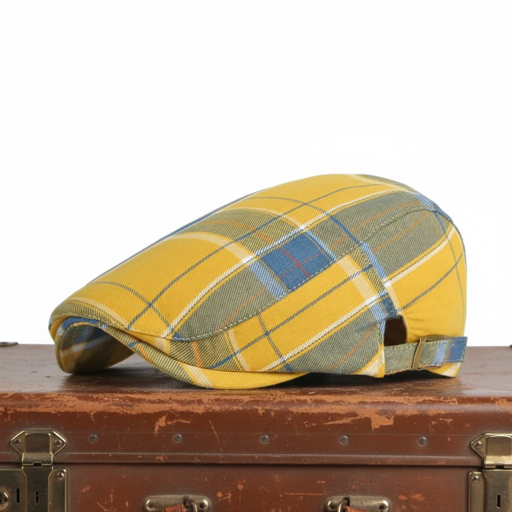 Plaid Cotton Flat Cap | Soft Breathable Hat