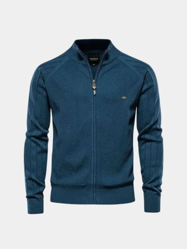 Jacquard Cardigan Sweater – Tailored Fit Luxury Knitwear