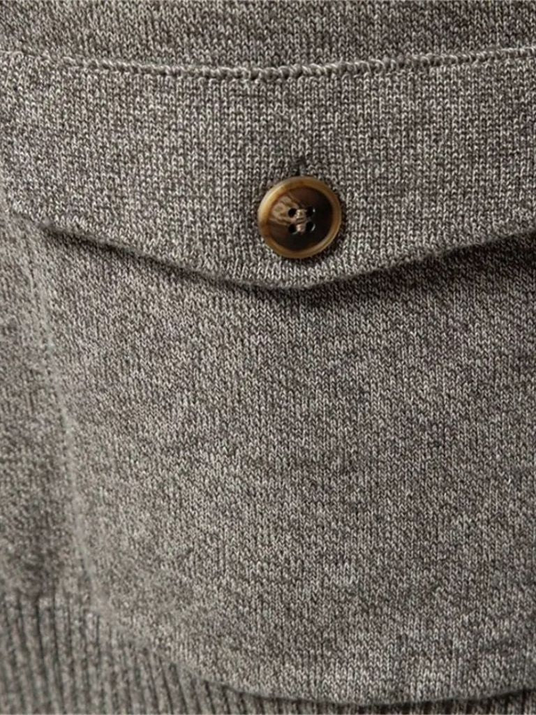 Cotton Stand Collar Cardigan | Breathable Cotton Sweater