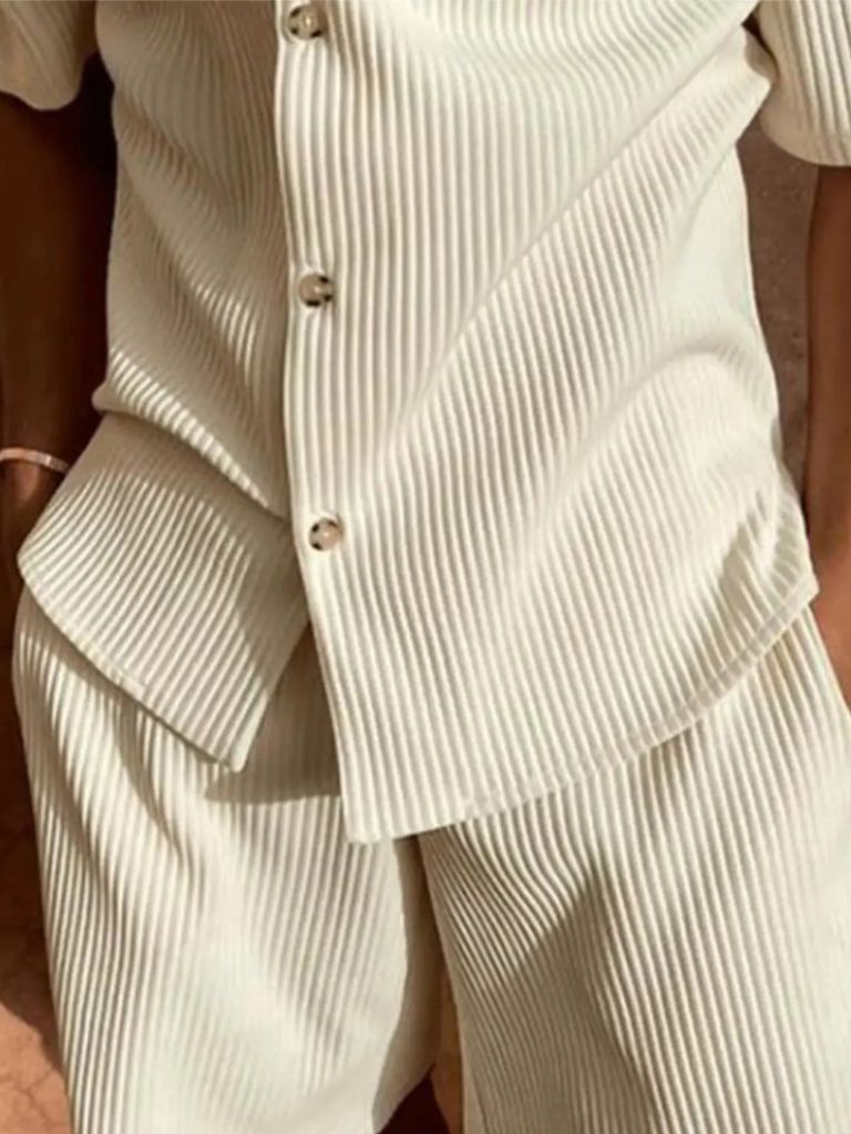 Corduroy Shorts Set Minimalist Style