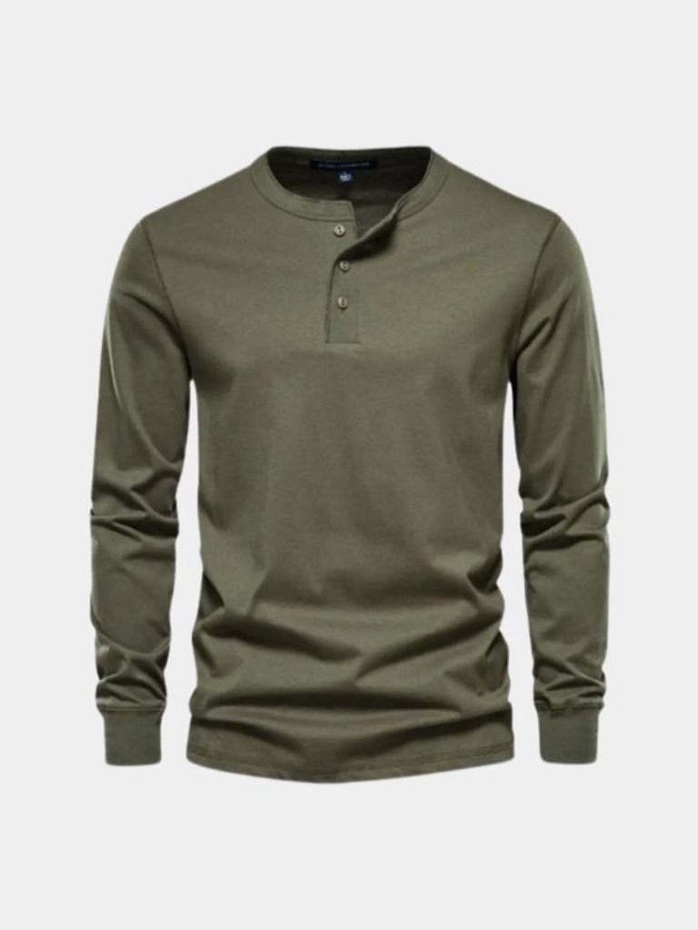 Long Sleeve Henley Minimalist Shirt