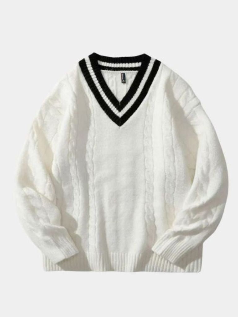 Minimalist V-Neck Sweater – Premium Cotton Pullover