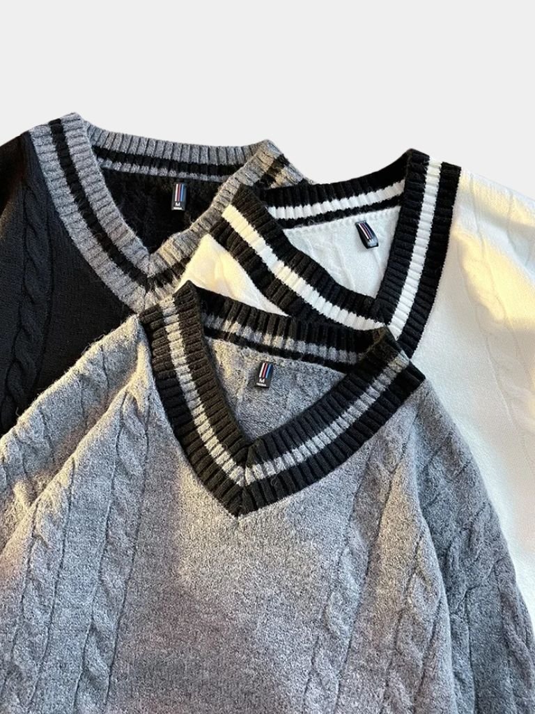 Minimalist V-Neck Sweater – Premium Cotton Pullover