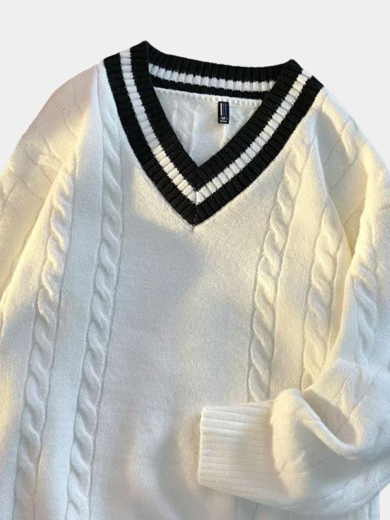 Minimalist V-Neck Sweater – Premium Cotton Pullover