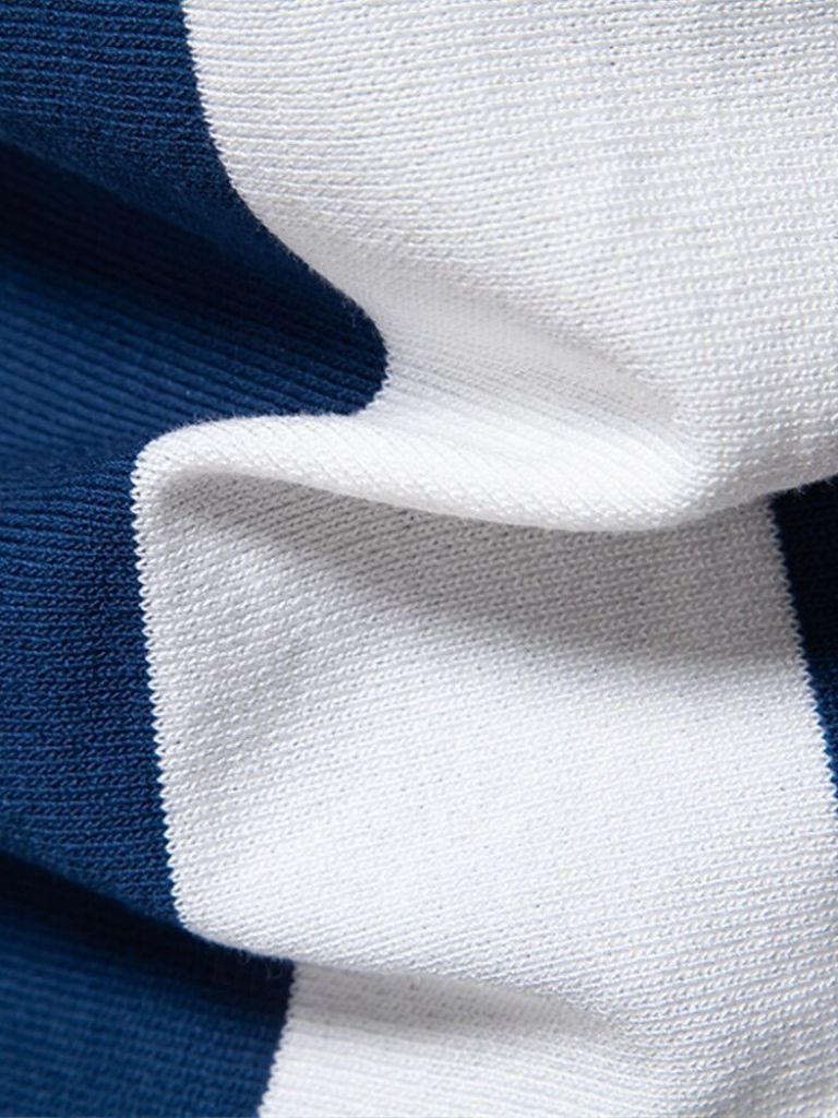 Navy Striped Polo Shirt | Breathable Cotton