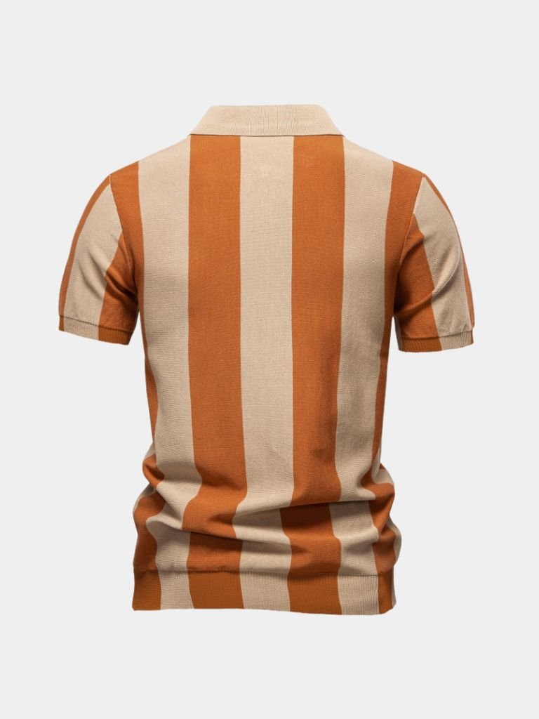 Navy Striped Polo Shirt | Breathable Cotton