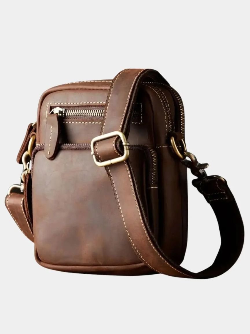 Vintage Leather Shoulder Bag | Premium Retro Travel Bag