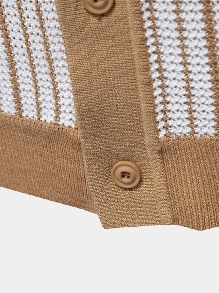 Striped Knit Polo Classic Design