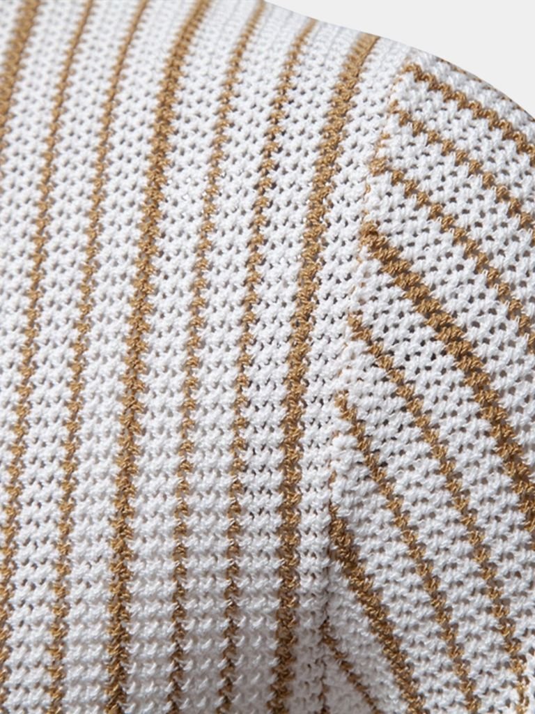 Striped Knit Polo Classic Design