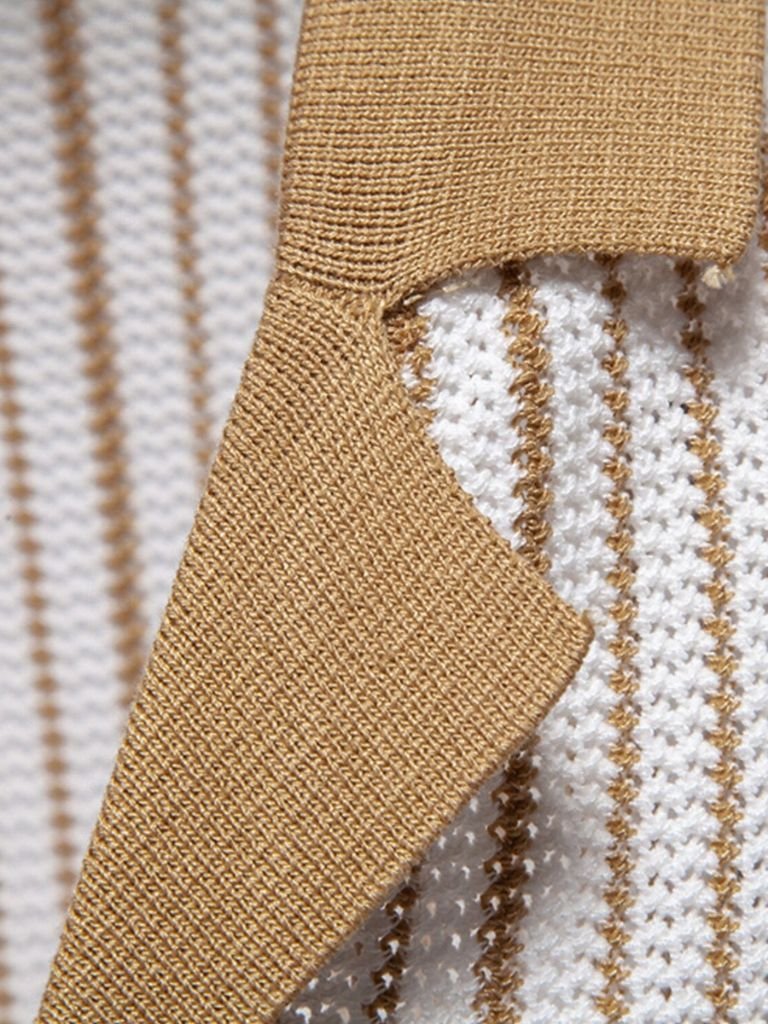 Striped Knit Polo Classic Design