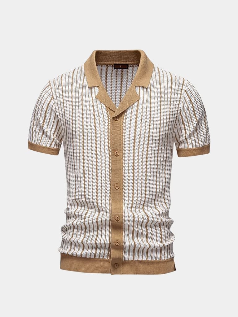 Striped Knit Polo Classic Design