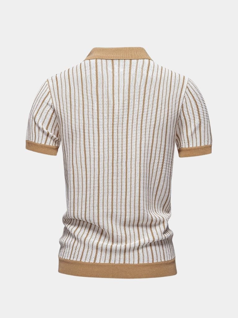 Striped Knit Polo Classic Design