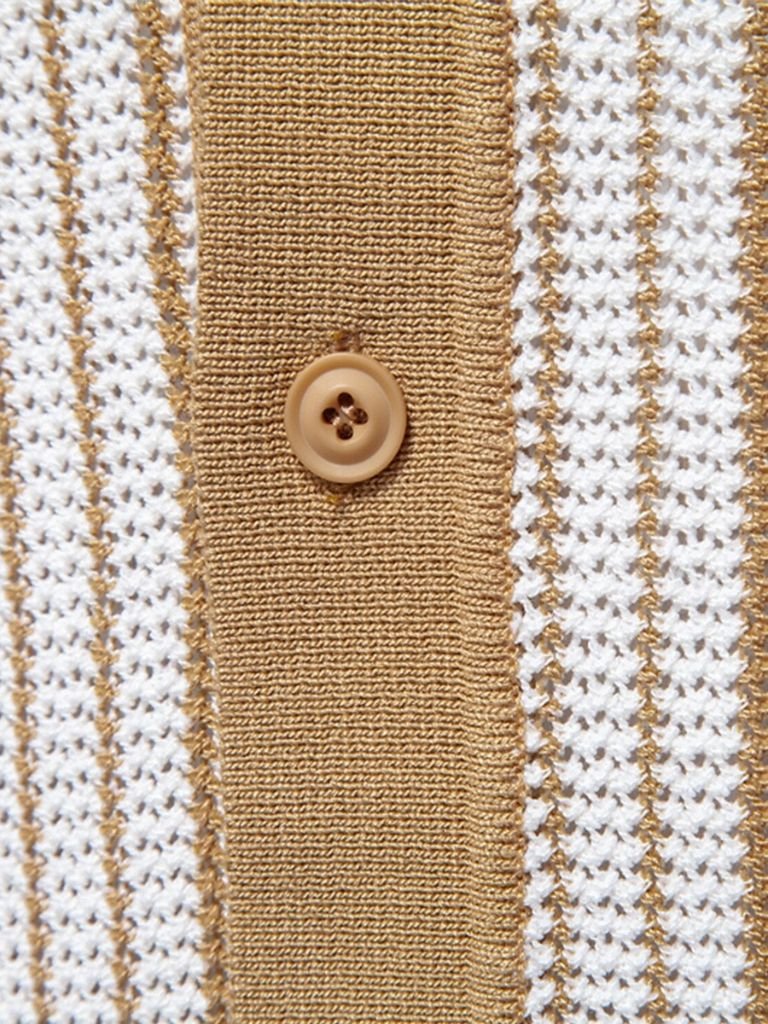 Striped Knit Polo Classic Design