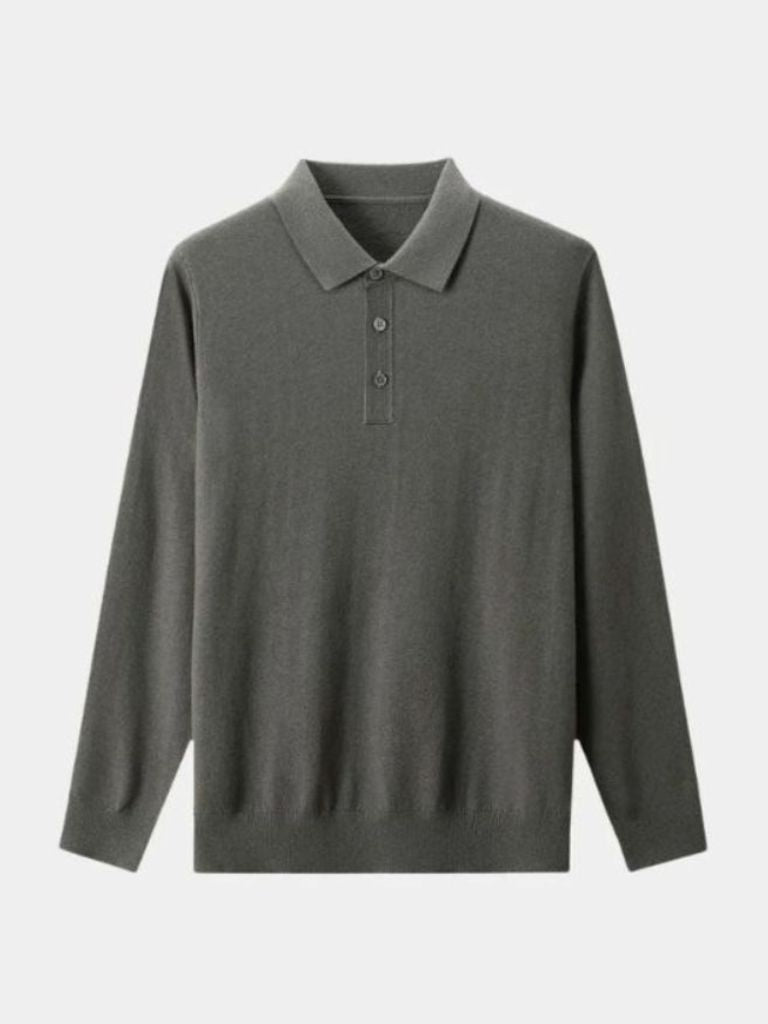 Wool Knit Polo – Classic Button-Up Sweater