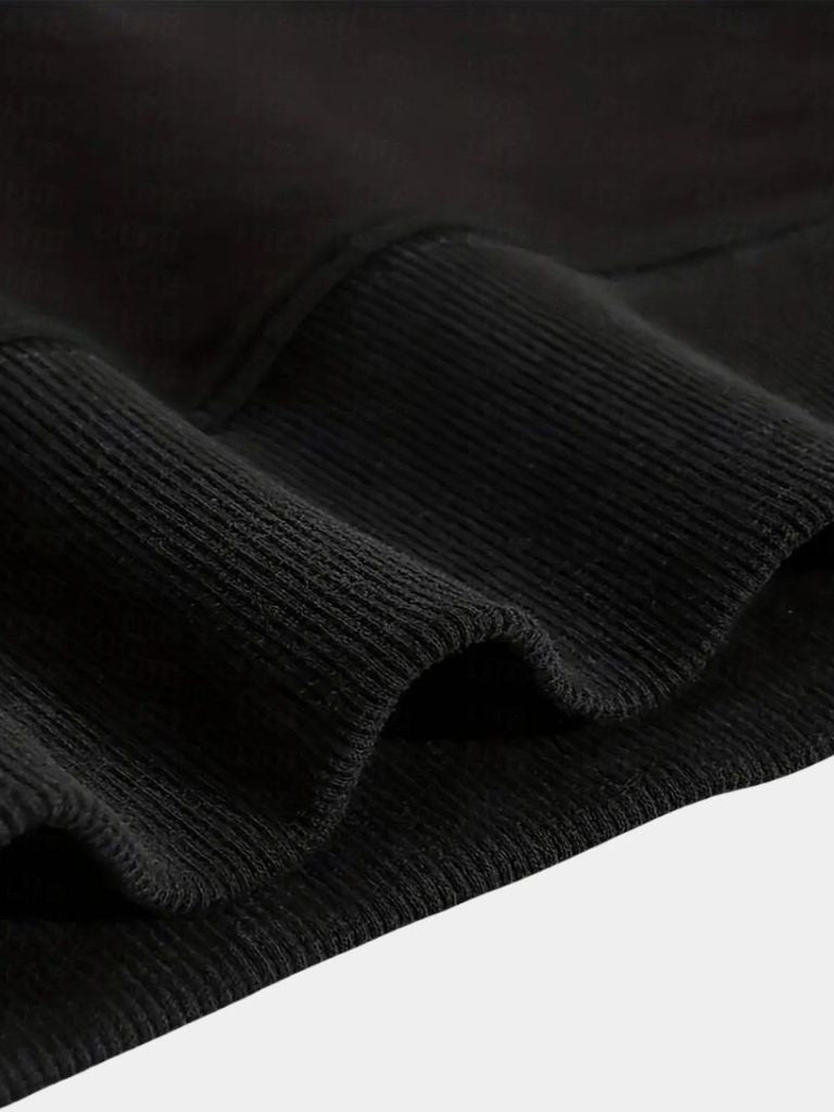 Black Zip-Up Sweatshirt – Oversized Cotton Hoodie