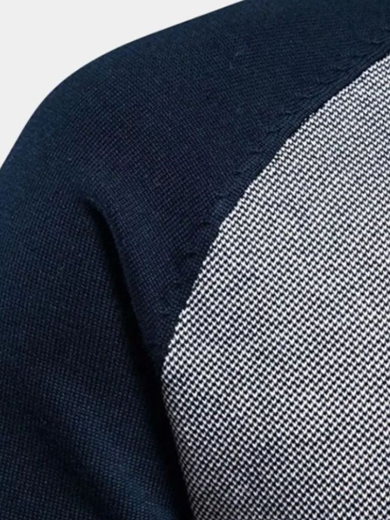 Color Block Cardigan: Stylish Zipper Standing Collar Sweater