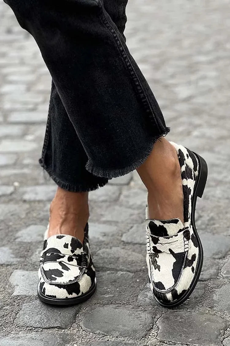 Cow Print Loafers - Bold Slip-On