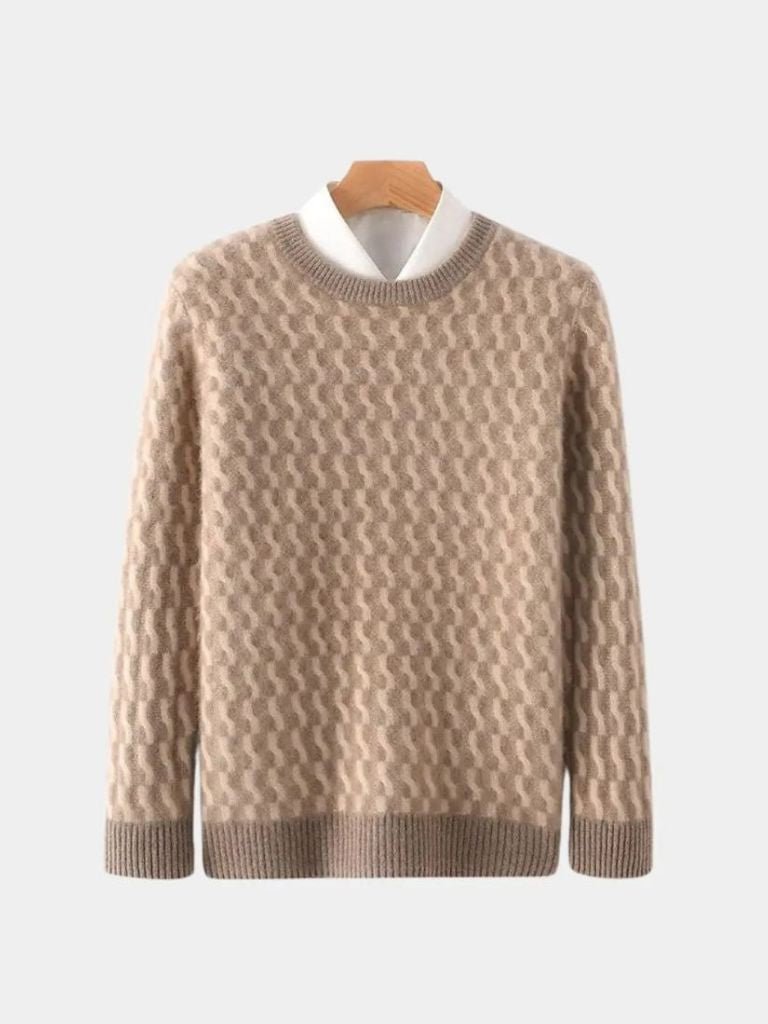 Wool Crew Neck Sweater – Geometric Pullover Jumper